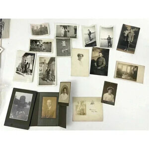 Antique‎ Lot of 17 B&W Sepia Photographs Portraits Wedding 1900's Ephemera OOAK